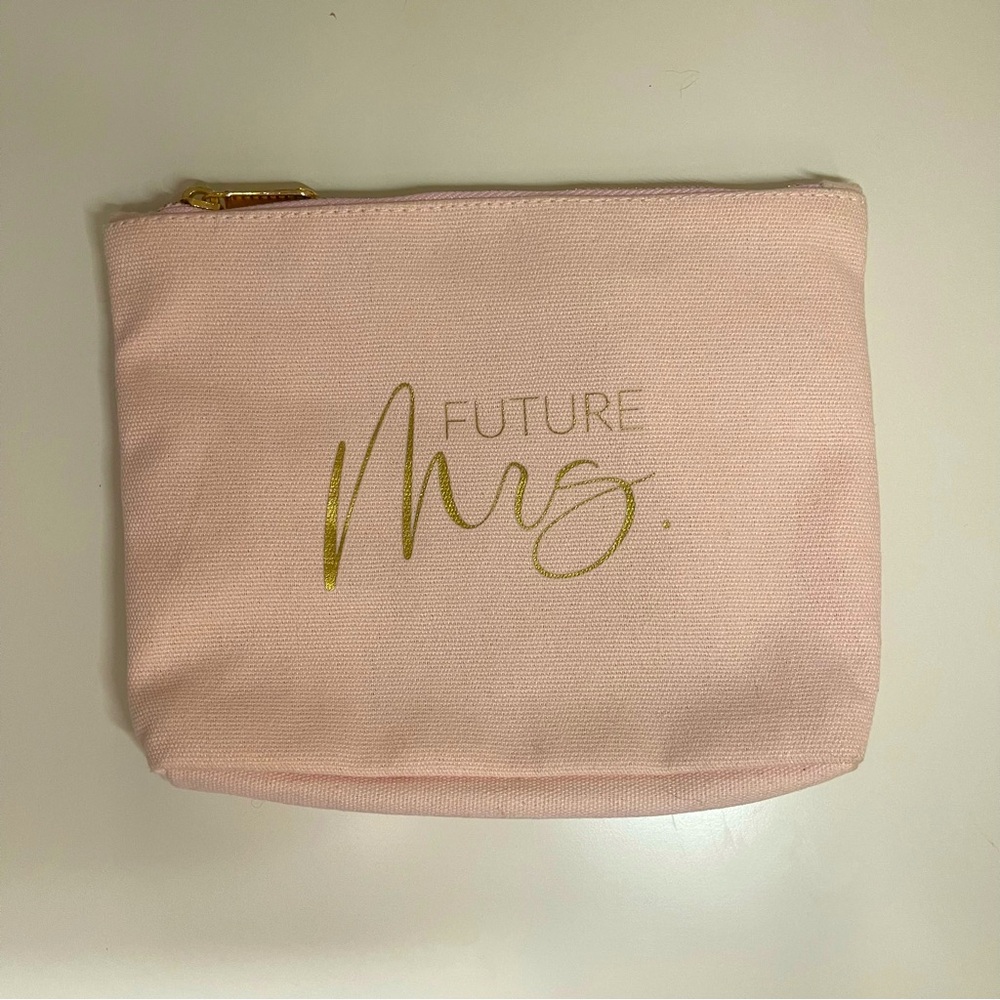 Future Mrs Pink and gold Bridal zipper pouch clutch bag